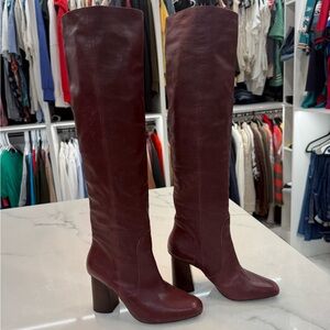 Joie Collister Knee High Boots Bordeaux sz 38.5 / 8 GUC